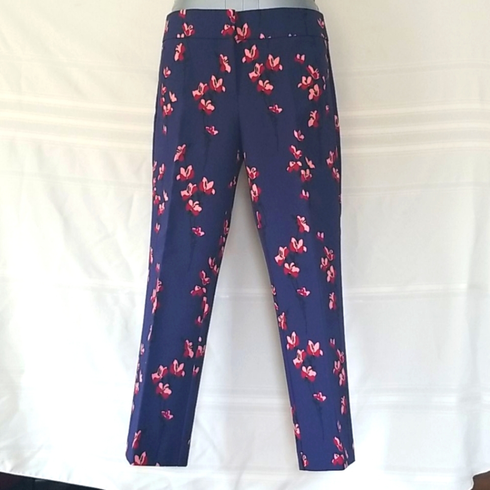 Loft navy blue printed ankle pants